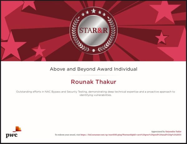 Above & Beyond Award